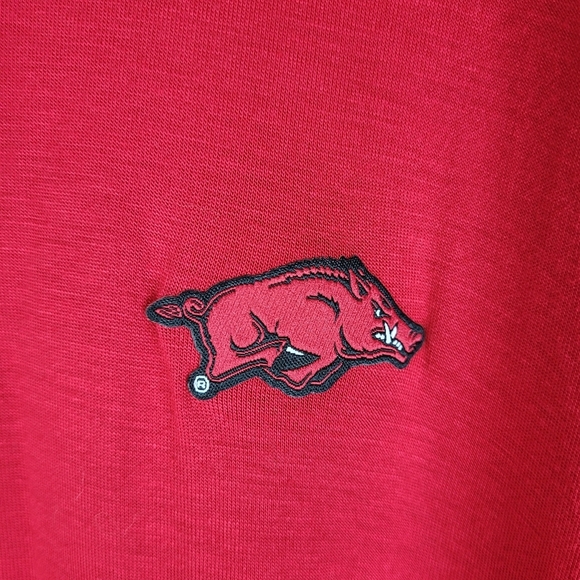 P.Michael Arkansas Razorbacks red long flowy tunic white trim asymmetrical hem L - Picture 7 of 15